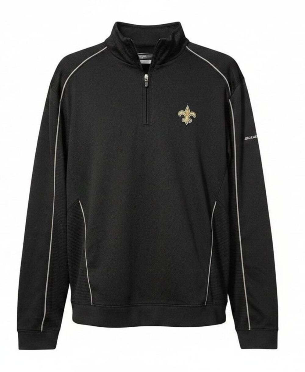 Cutter & Buck N.O. Saints Half-Zip Pullover Jacket Black Bud Light Logo